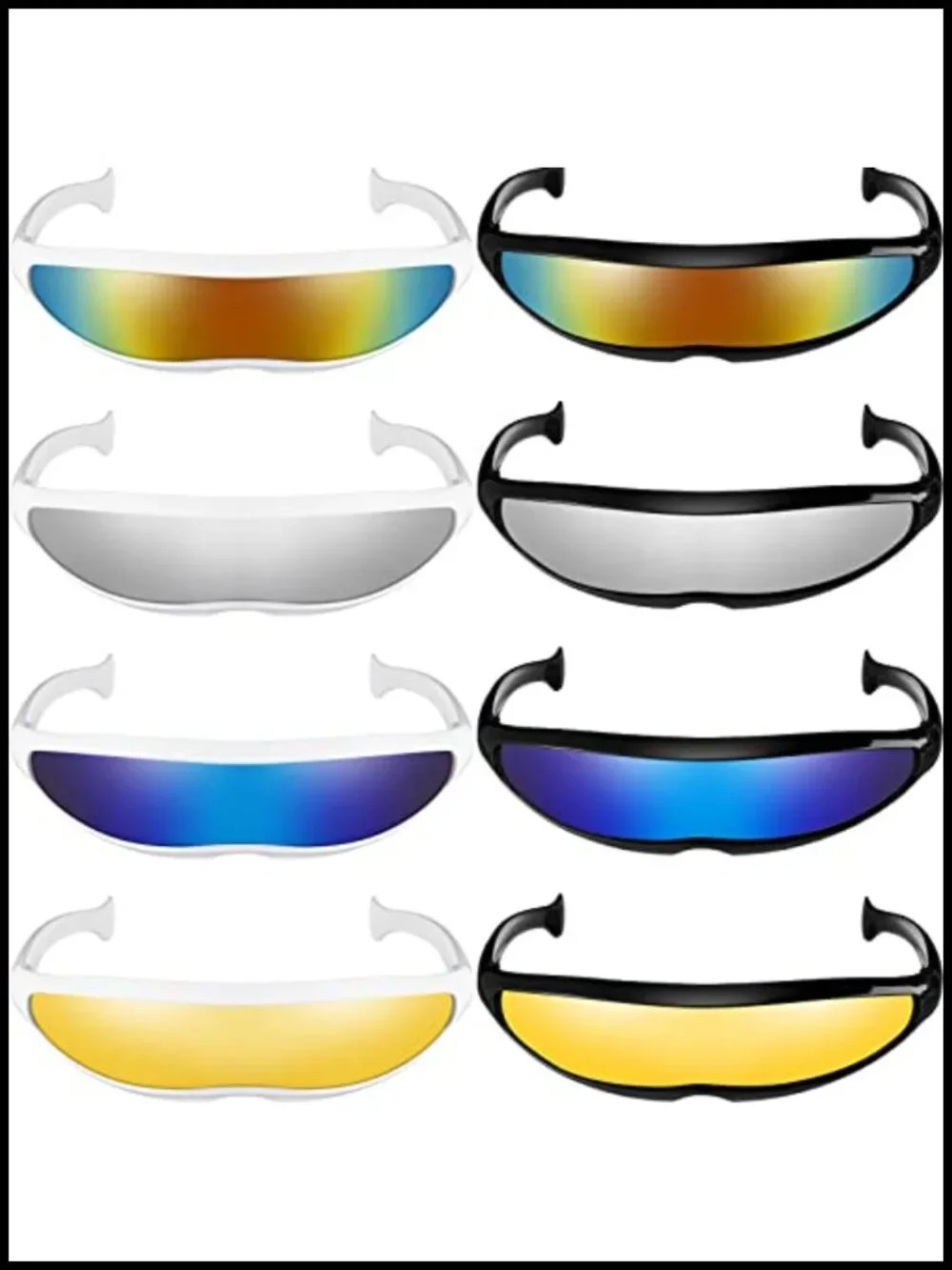 Futuristic Sunglasses 8 Pack Plastic Visor Narrow Space Glasses for Festival